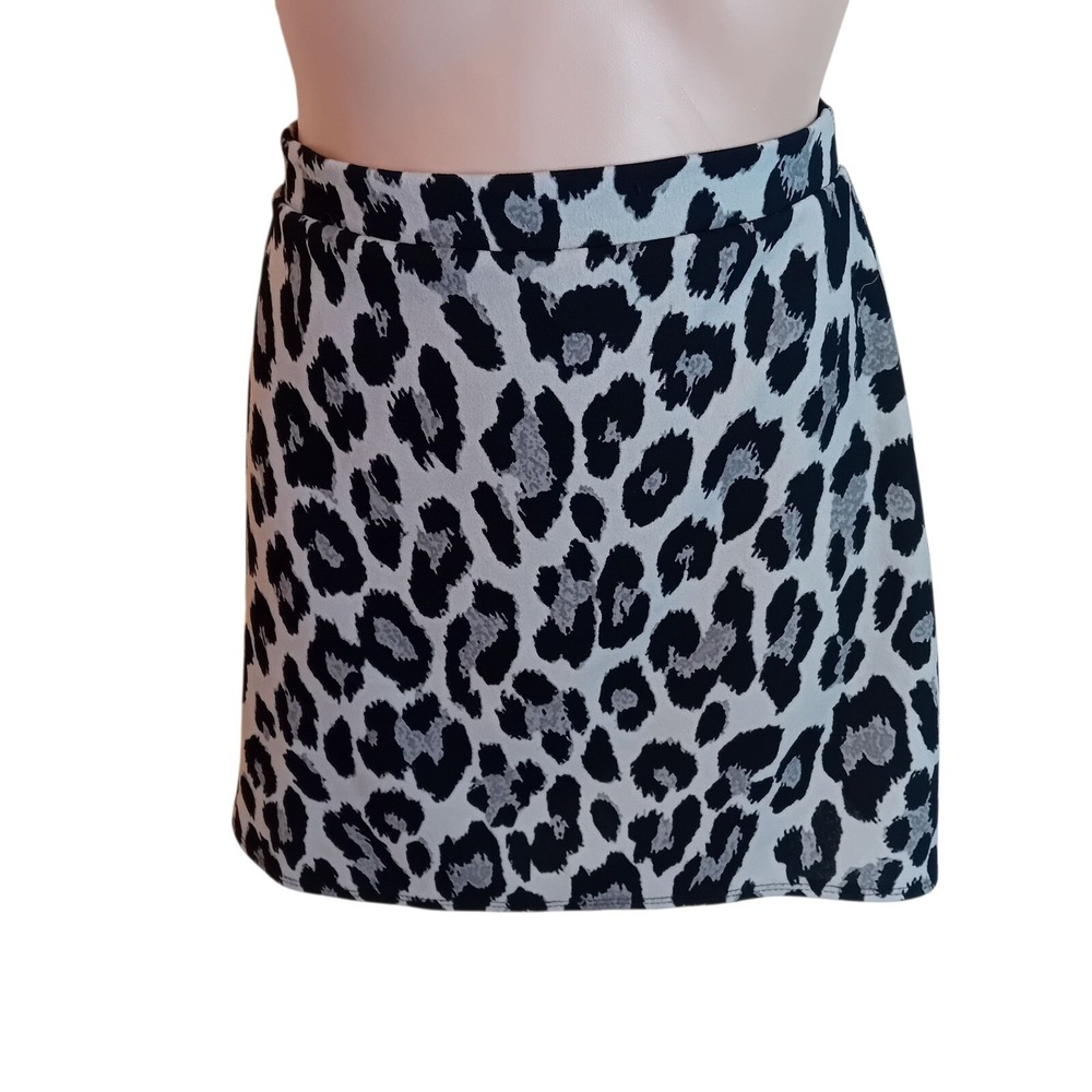 Olivia Rae Mini Skirt Leopard Animal Print High Waist Casual Party Scuba Skirt L